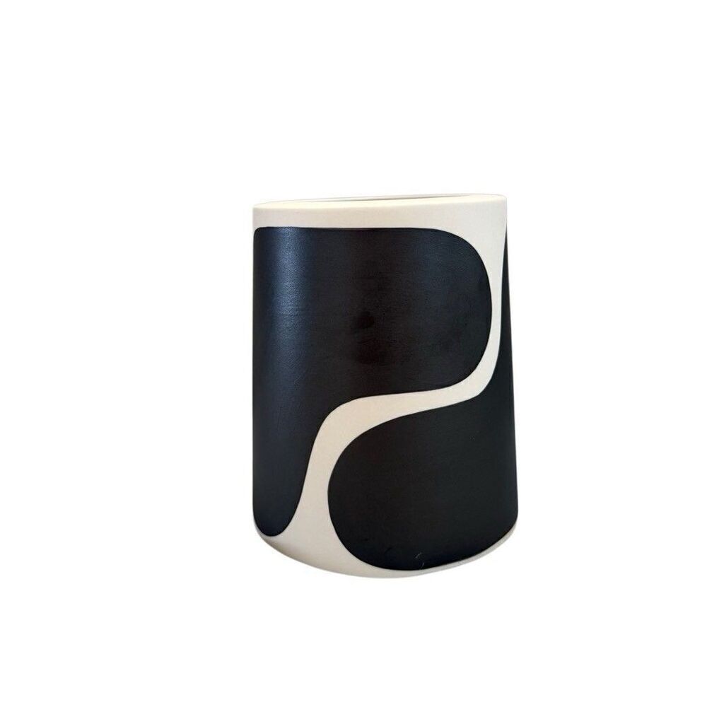 Color Block Pillar Vase By Franca NYC Size Short Black White Abstract